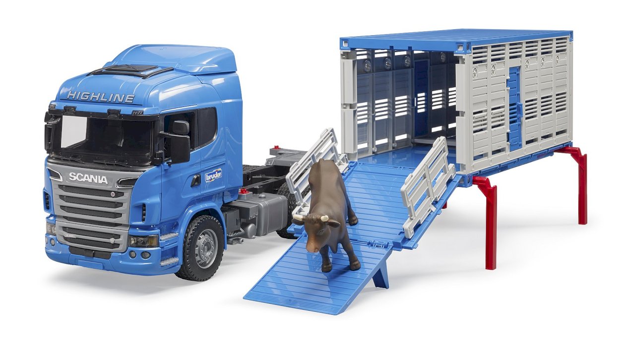 Bruder Scania R-Series Livestock Transporter With One Cow - 03549